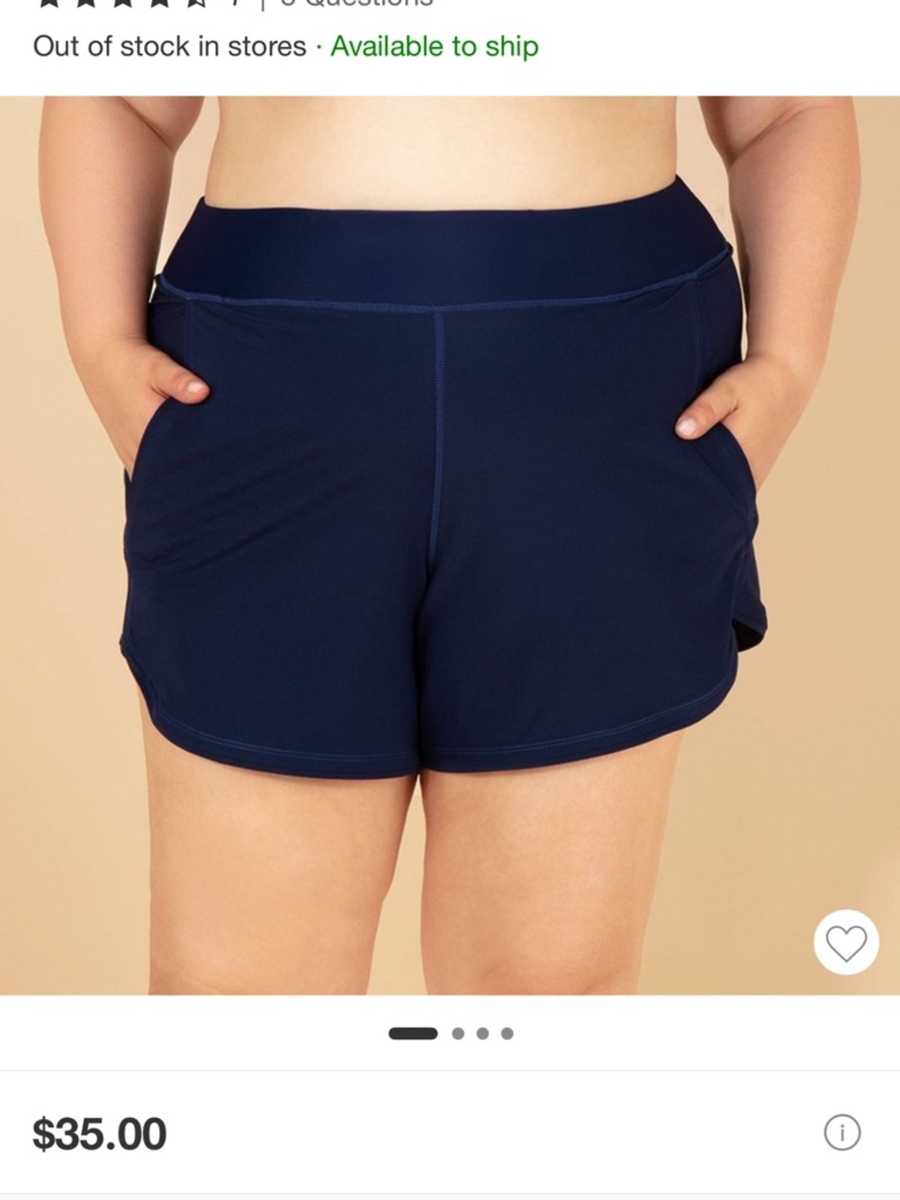 Lands' End Navy Full Coverage Swim Shorts with Pockets
